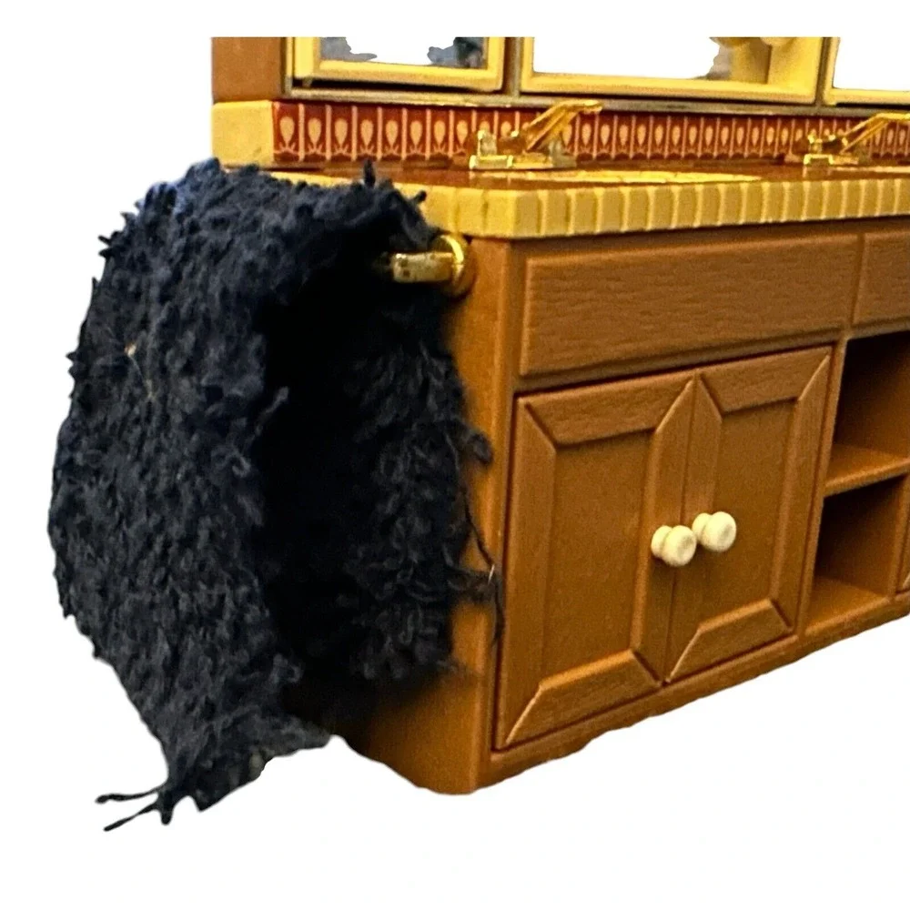 Vintage Tomy Dollhouse Furniture Bathroom‎ Sinks Vanity Mirror Retro Japan